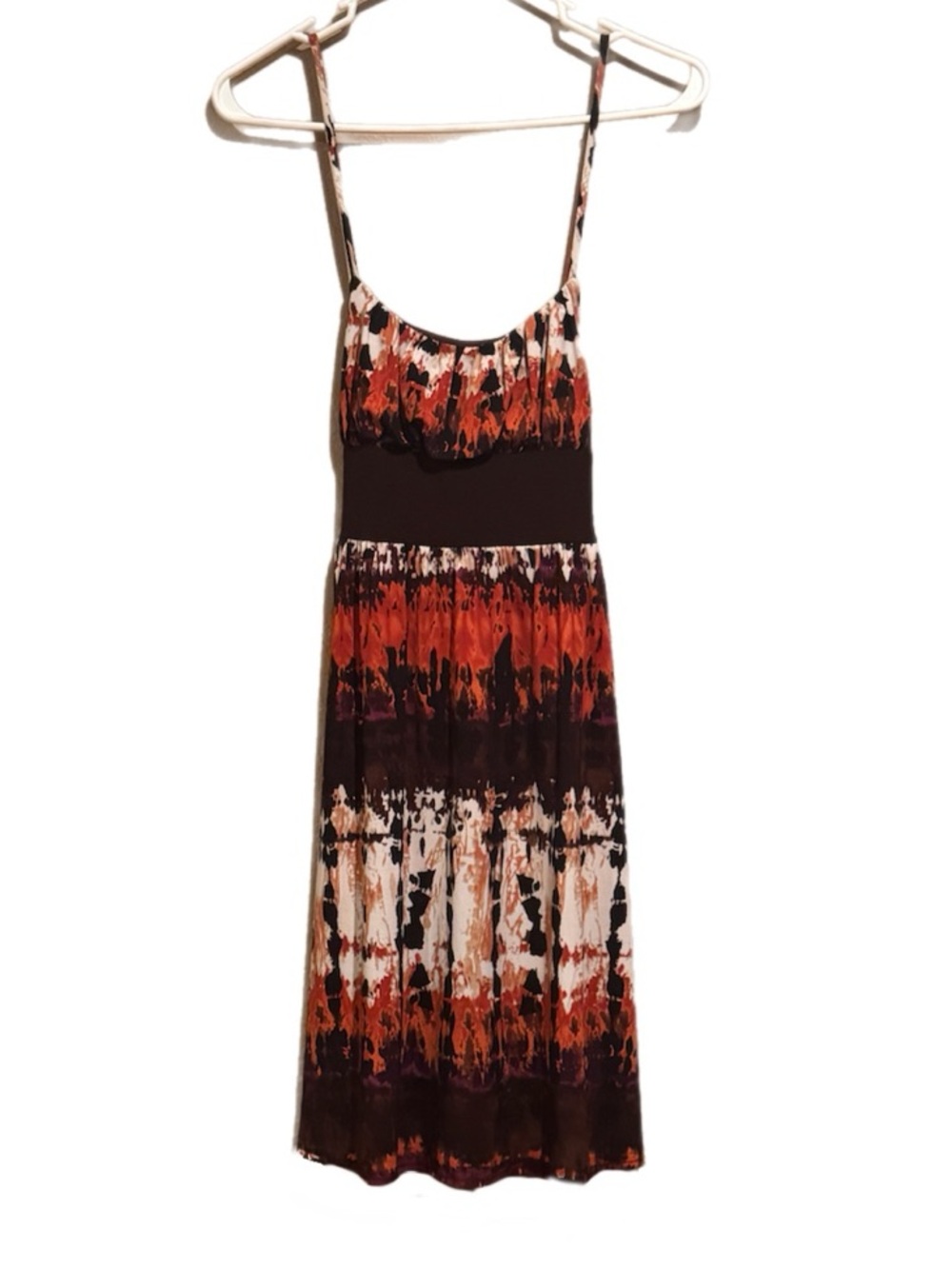 Wrapper Orange Brown Tie-Dye Spaghetti Strap Dress Women’s Size Small
